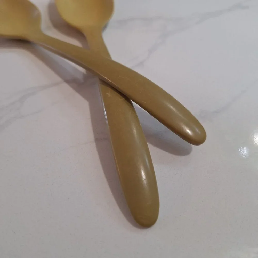 Lille Kirsten Rosti Mepal Denmark Spoons Vintage 7.5 Inch Small Serving Set of 2